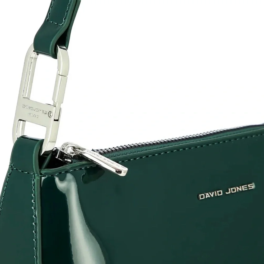 David Jones Green Patent Leather Shoulder Bag Small Baguette Purse NWT - Picture 8 of 9